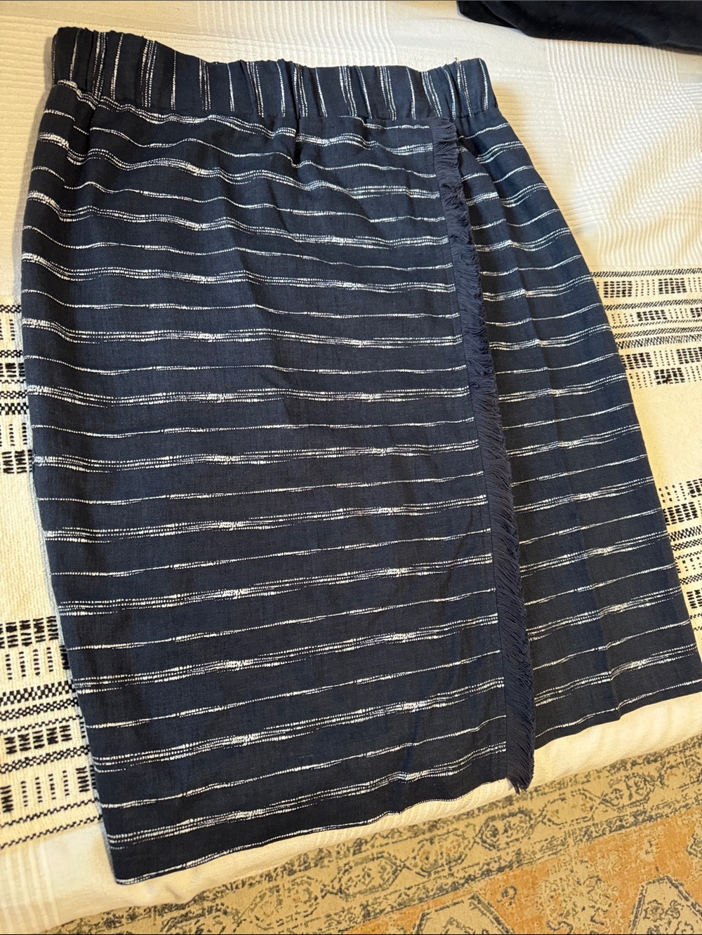 Liz Claiborne Navy and White Striped Pencil Skirt